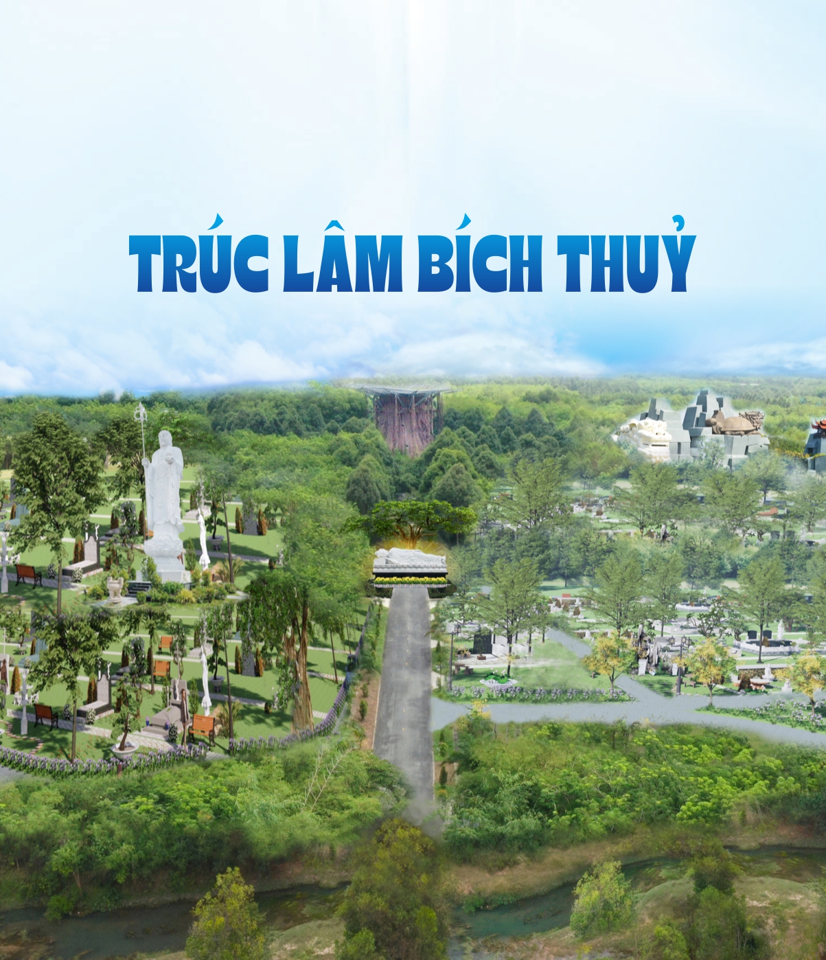 close-up view of a grand monument in a cemetery surrounded by perfectly manicured green grass and pathways